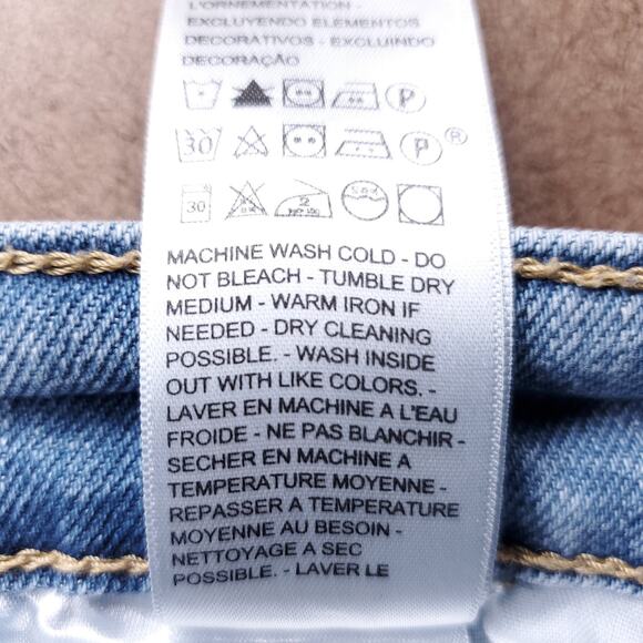 Levis Ribcage Jeans Women 27 Blue High Rise Button Fly Frayed Hem Retro Classic - Picture 12 of 13